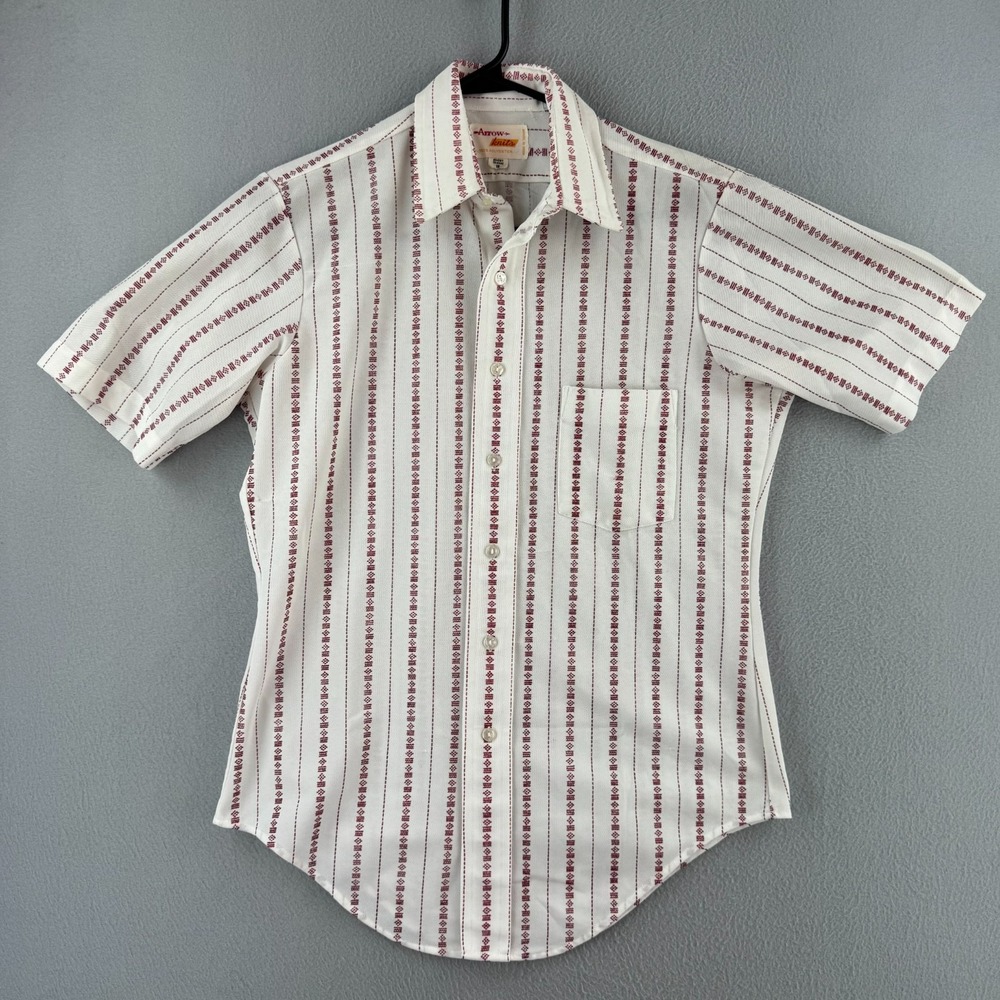 Vintage Arrow Knits Shirt Mens 15 Medium Fits 21.5x29 60s Polyester Button Up